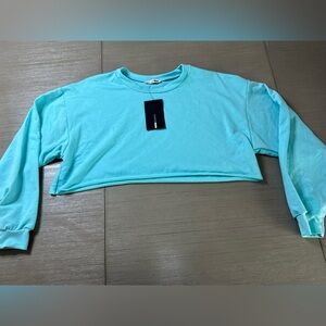 Fashion Nova Mint Green Cropped Sweatshirt